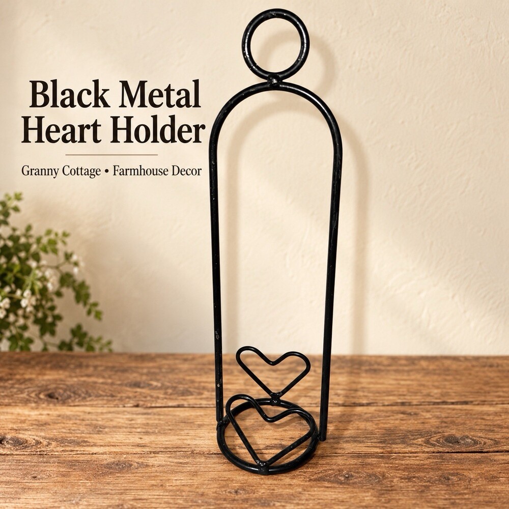 Black Metal Heart Hanging Jar Candle Holder Granny Cottage Farmhouse Decor 11”